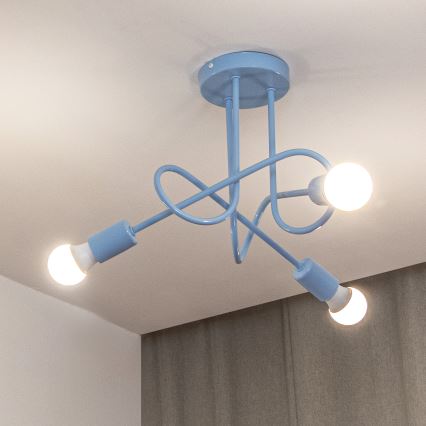 Overflademonteret loftlampe OXFORD 3xE27/15W/230V blå