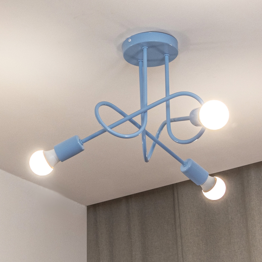 Overflademonteret loftlampe OXFORD 3xE27/15W/230V blå