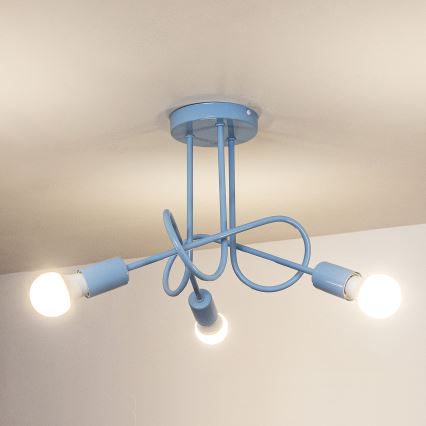 Overflademonteret loftlampe OXFORD 3xE27/15W/230V blå