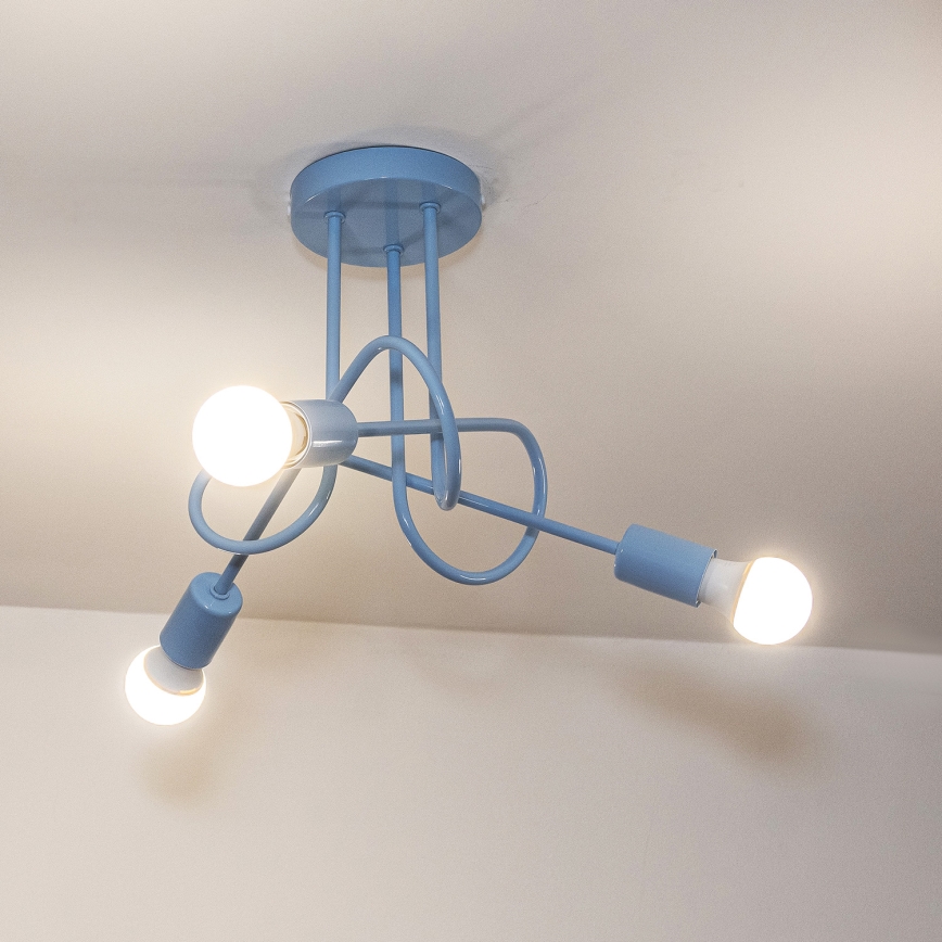 Overflademonteret loftlampe OXFORD 3xE27/15W/230V blå