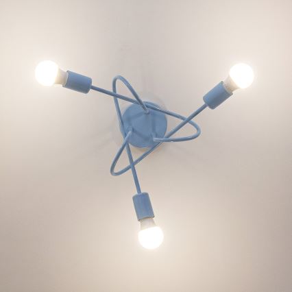 Overflademonteret loftlampe OXFORD 3xE27/15W/230V blå