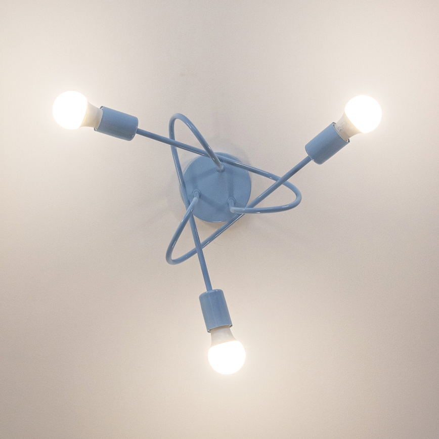 Overflademonteret loftlampe OXFORD 3xE27/15W/230V blå