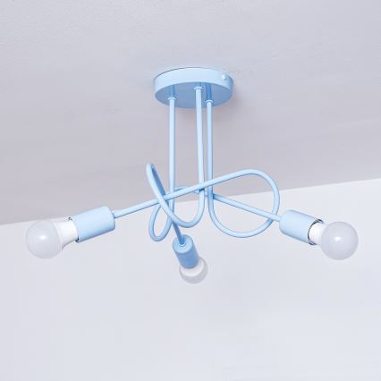 Overflademonteret loftlampe OXFORD 3xE27/15W/230V blå
