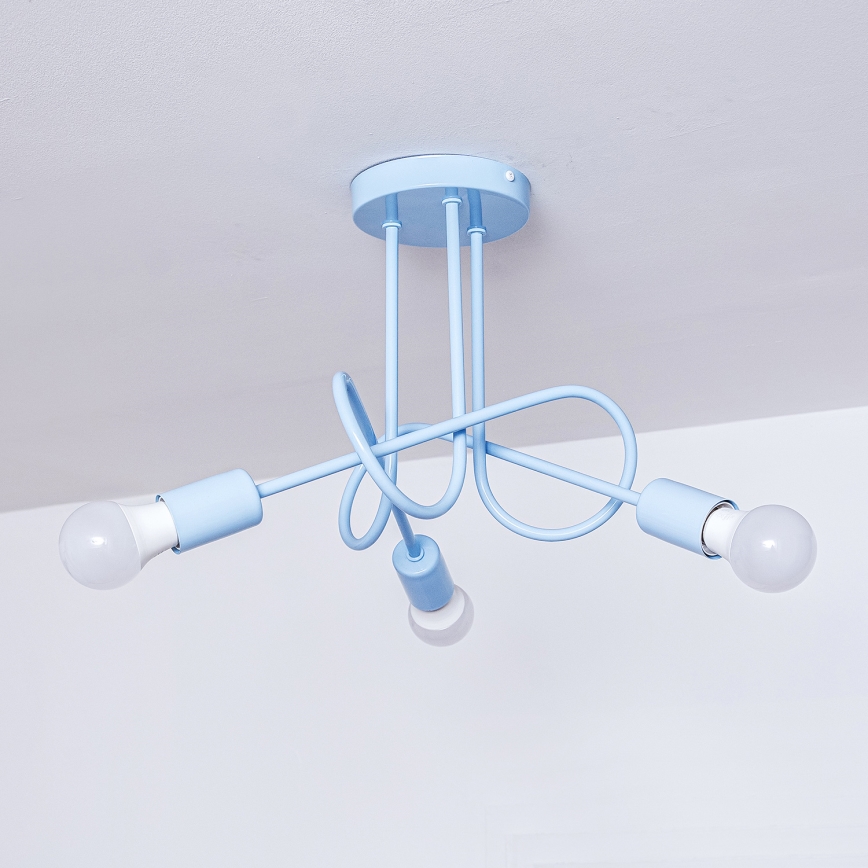 Overflademonteret loftlampe OXFORD 3xE27/15W/230V blå
