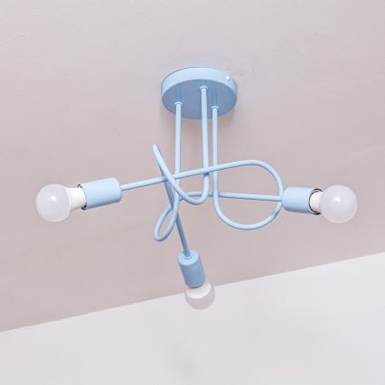 Overflademonteret loftlampe OXFORD 3xE27/15W/230V blå