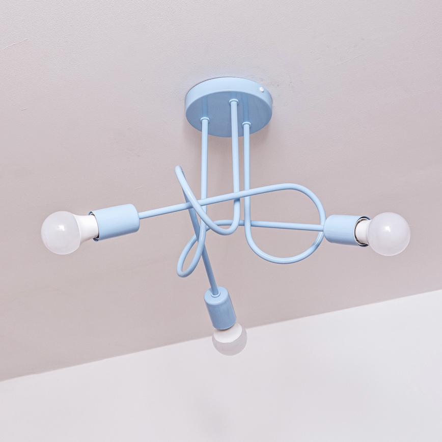 Overflademonteret loftlampe OXFORD 3xE27/15W/230V blå