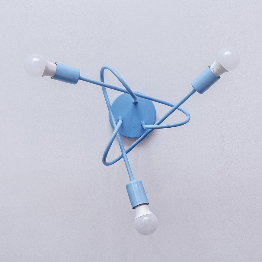 Overflademonteret loftlampe OXFORD 3xE27/15W/230V blå