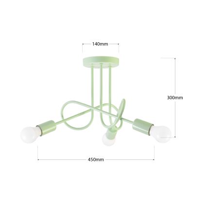 Overflademonteret loftlampe OXFORD 3xE27/15W/230V grøn