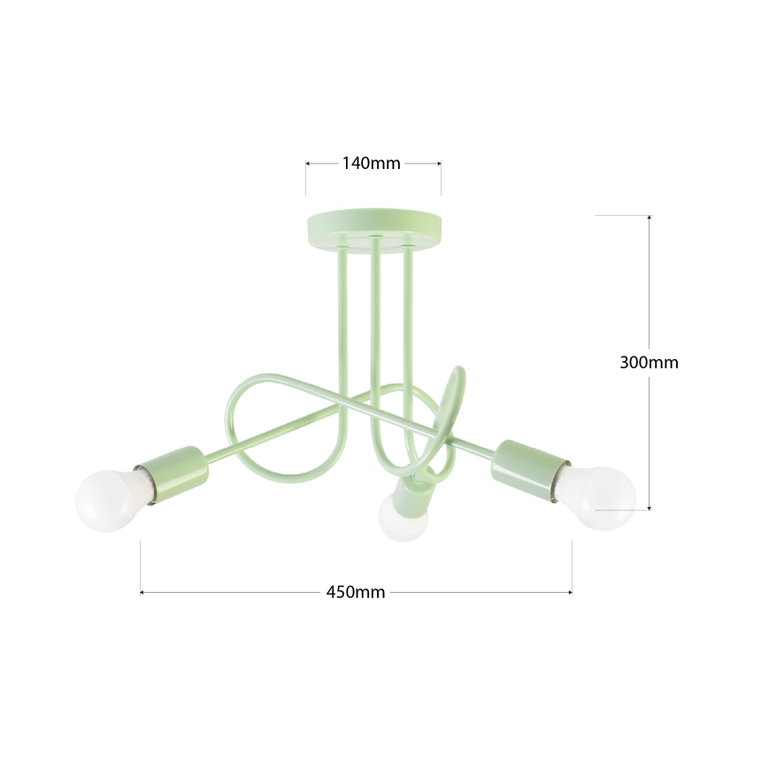 Overflademonteret loftlampe OXFORD 3xE27/15W/230V grøn