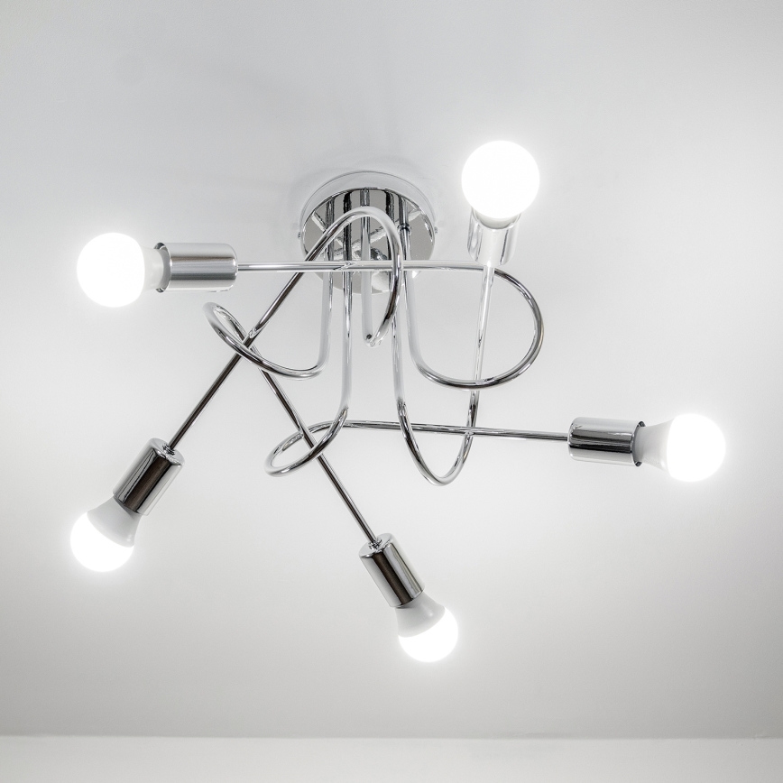 Overflademonteret loftlampe OXFORD 5xE27/15W/230V blank krom