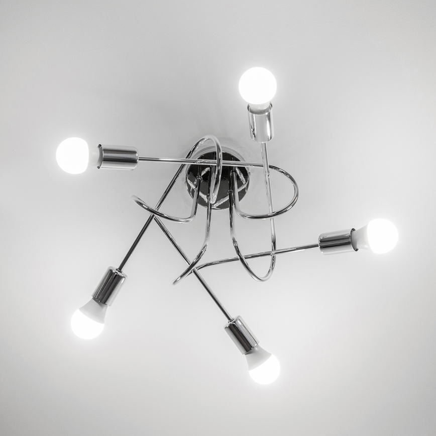 Overflademonteret loftlampe OXFORD 5xE27/15W/230V blank krom
