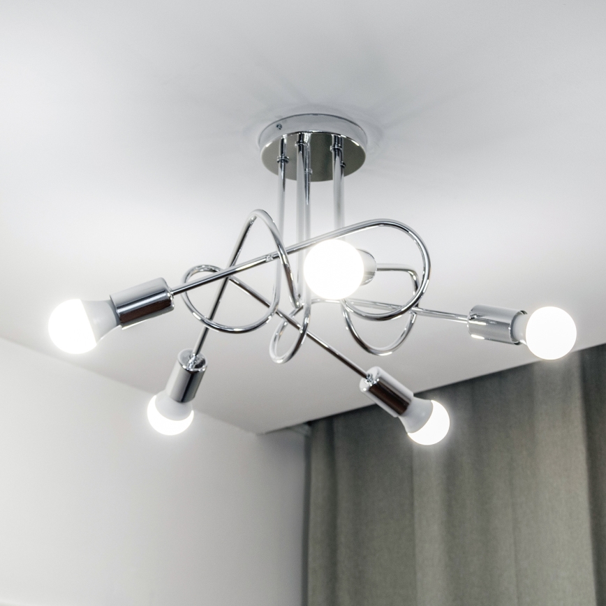 Overflademonteret loftlampe OXFORD 5xE27/15W/230V blank krom