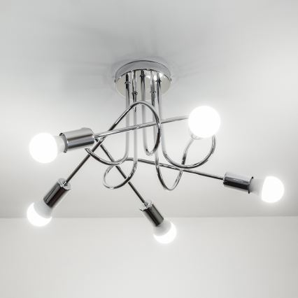 Overflademonteret loftlampe OXFORD 5xE27/15W/230V blank krom