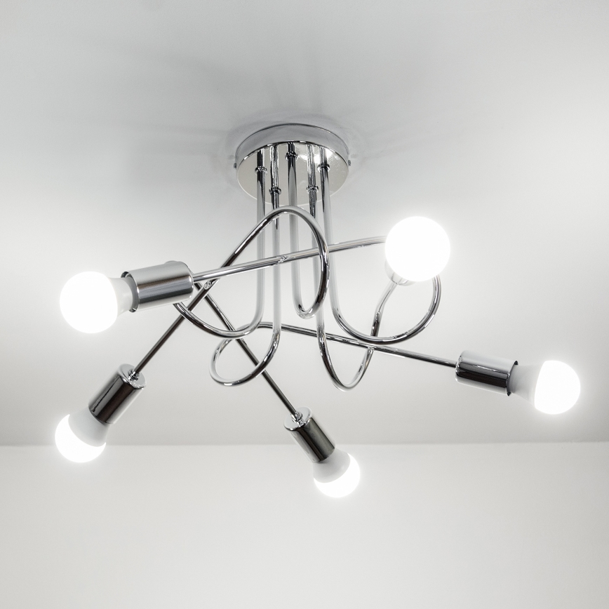 Overflademonteret loftlampe OXFORD 5xE27/15W/230V blank krom