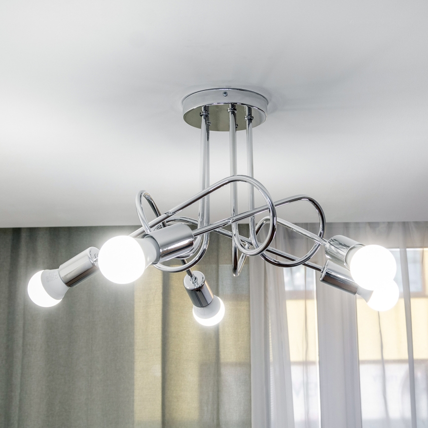 Overflademonteret loftlampe OXFORD 5xE27/15W/230V blank krom