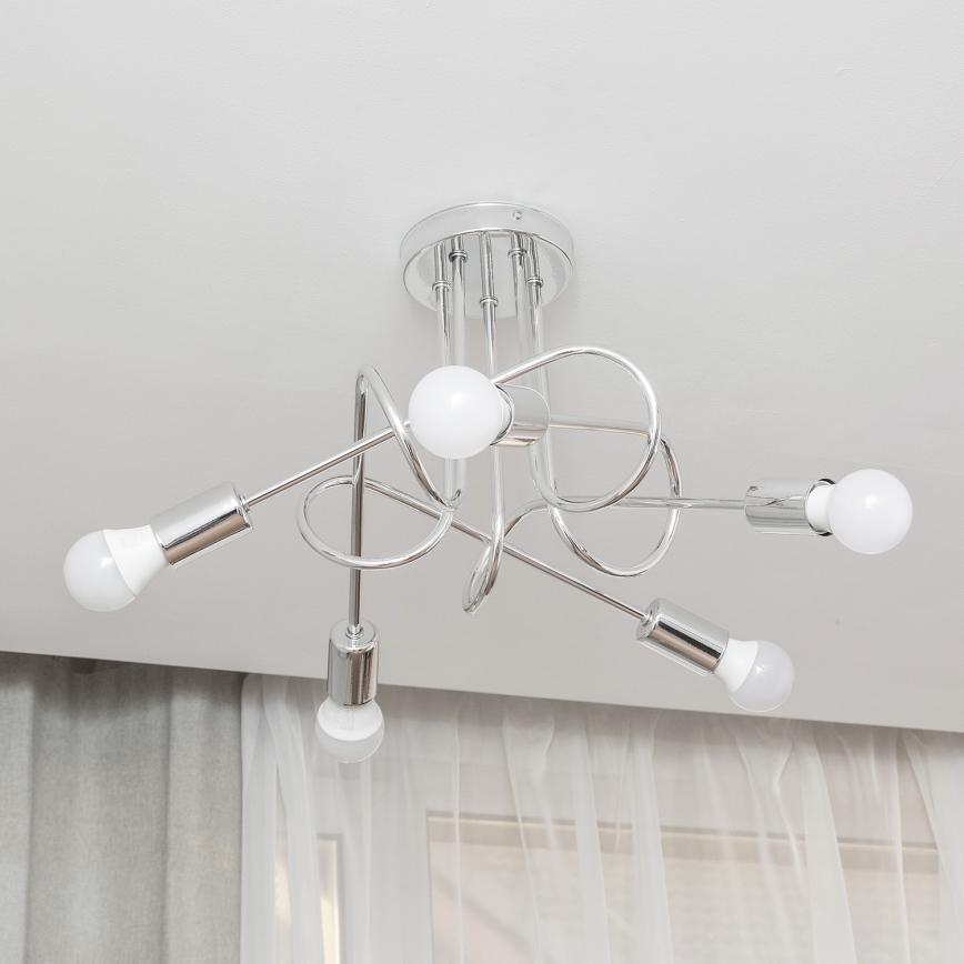 Overflademonteret loftlampe OXFORD 5xE27/15W/230V blank krom