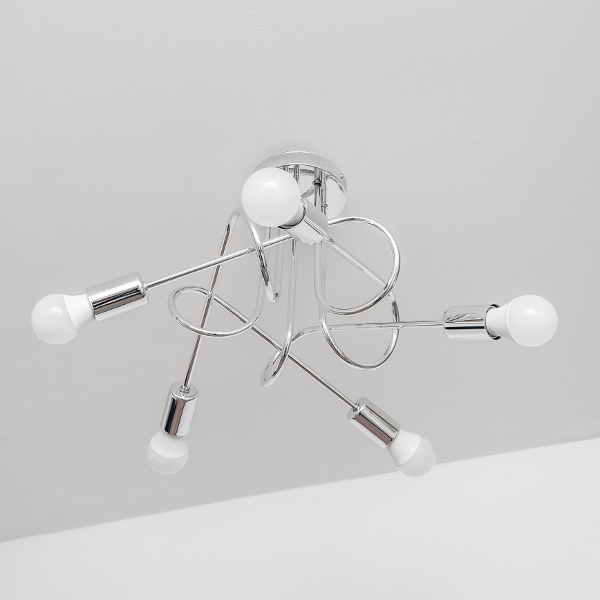 Overflademonteret loftlampe OXFORD 5xE27/15W/230V blank krom