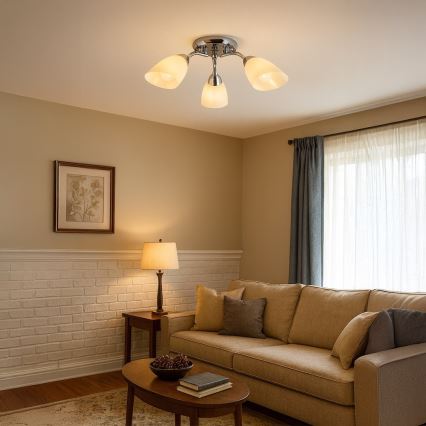 Overflademonteret loftlampe PORTOS 3xE14/10W/230V, blank krom