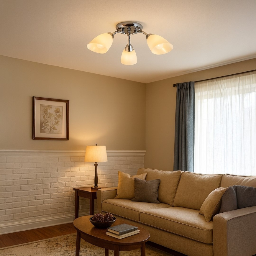 Overflademonteret loftlampe PORTOS 3xE14/10W/230V, blank krom