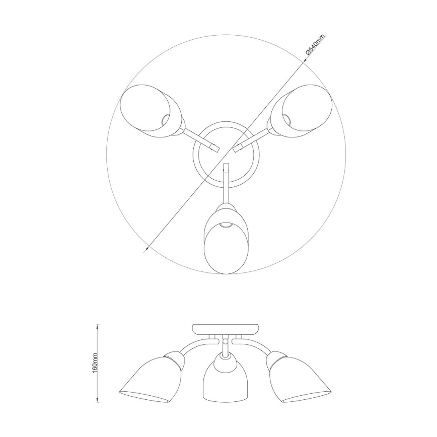 Overflademonteret loftlampe PORTOS 3xE14/10W/230V, blank krom