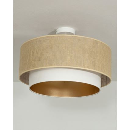 Overflademonteret loftlampe SARTA 1xE27/60W/230V Ø 45 cm hvid/jute