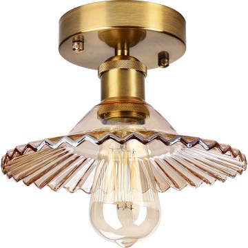 Overflademonteret loftlampe TRISH 1xE27/15W/230V guldfarvet/røget beige