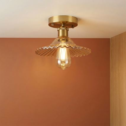 Overflademonteret loftlampe TRISH 1xE27/15W/230V guldfarvet/røget beige