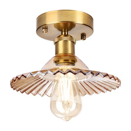 Overflademonteret loftlampe TRISH 1xE27/15W/230V guldfarvet/røget beige