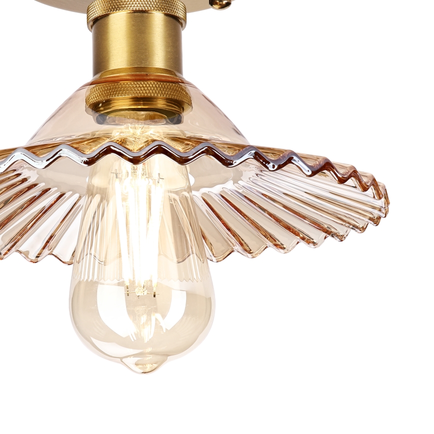 Overflademonteret loftlampe TRISH 1xE27/15W/230V guldfarvet/røget beige