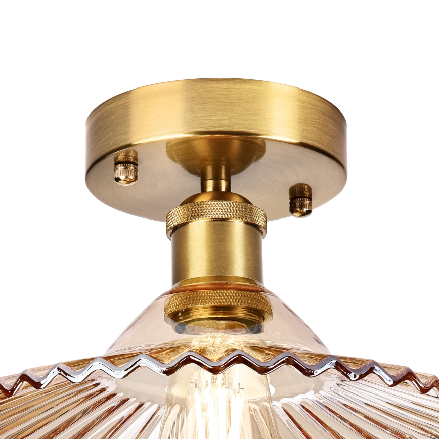Overflademonteret loftlampe TRISH 1xE27/15W/230V guldfarvet/røget beige