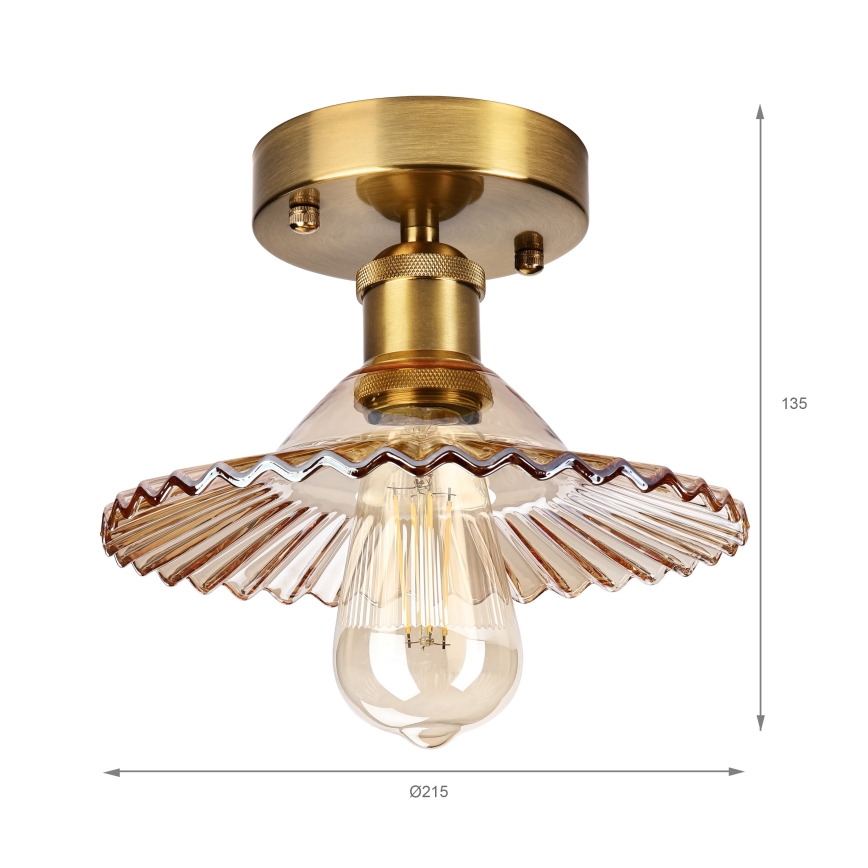 Overflademonteret loftlampe TRISH 1xE27/15W/230V guldfarvet/røget beige
