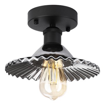 Overflademonteret loftlampe TRISH 1xE27/15W/230V sort/røget sort