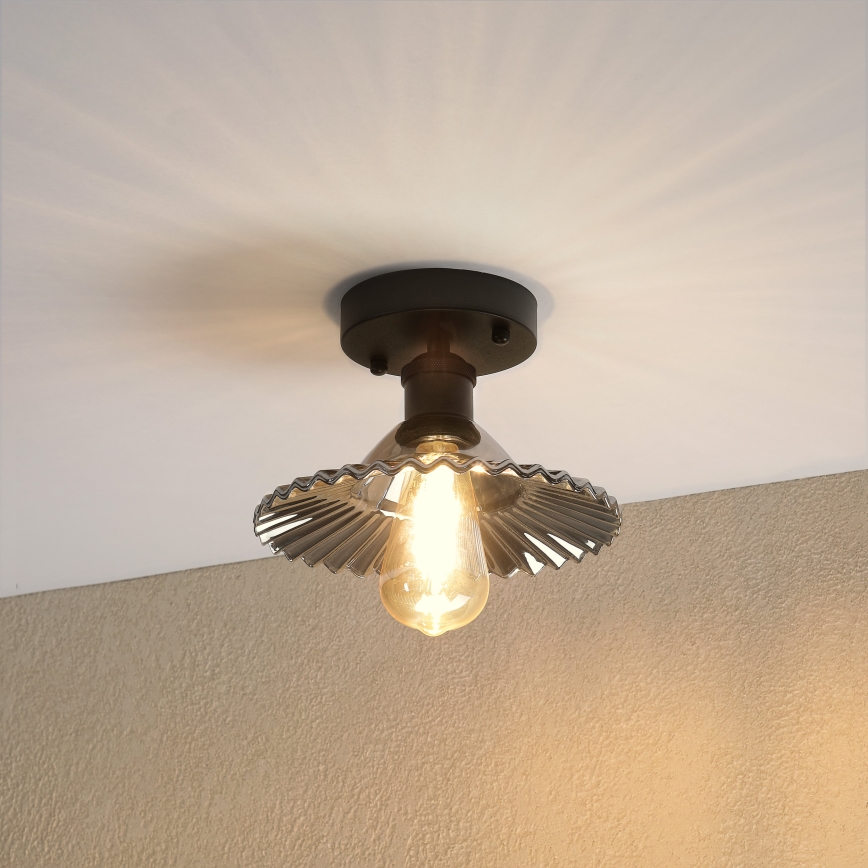 Overflademonteret loftlampe TRISH 1xE27/15W/230V sort/røget sort