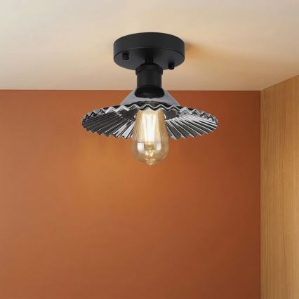 Overflademonteret loftlampe TRISH 1xE27/15W/230V sort/røget sort