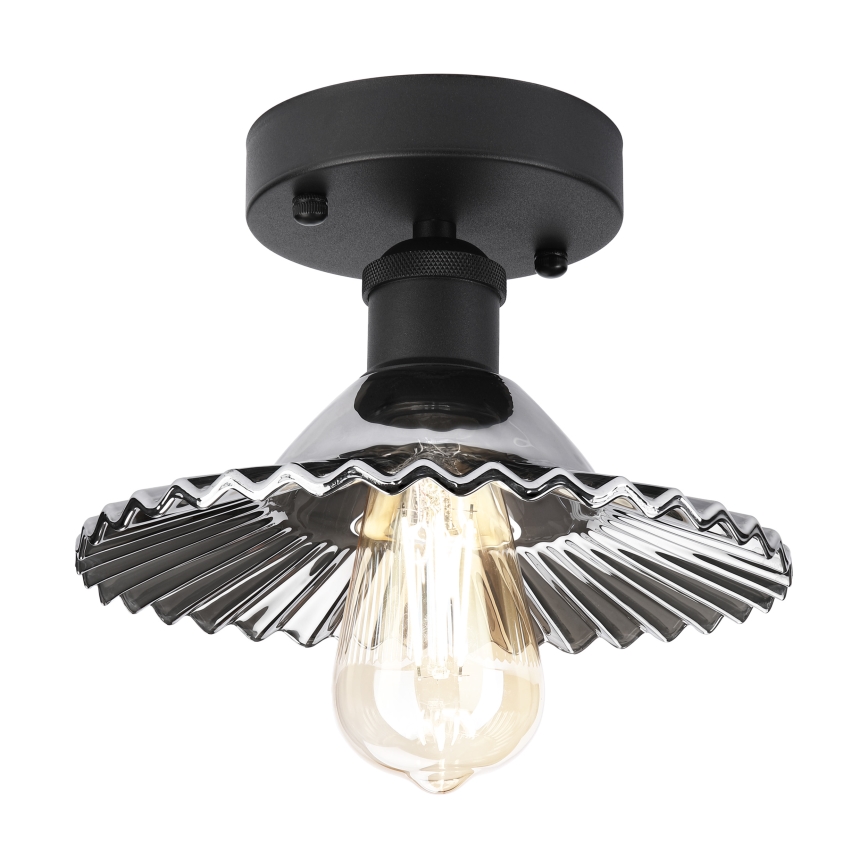 Overflademonteret loftlampe TRISH 1xE27/15W/230V sort/røget sort