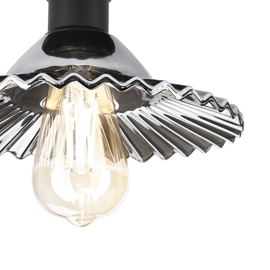 Overflademonteret loftlampe TRISH 1xE27/15W/230V sort/røget sort