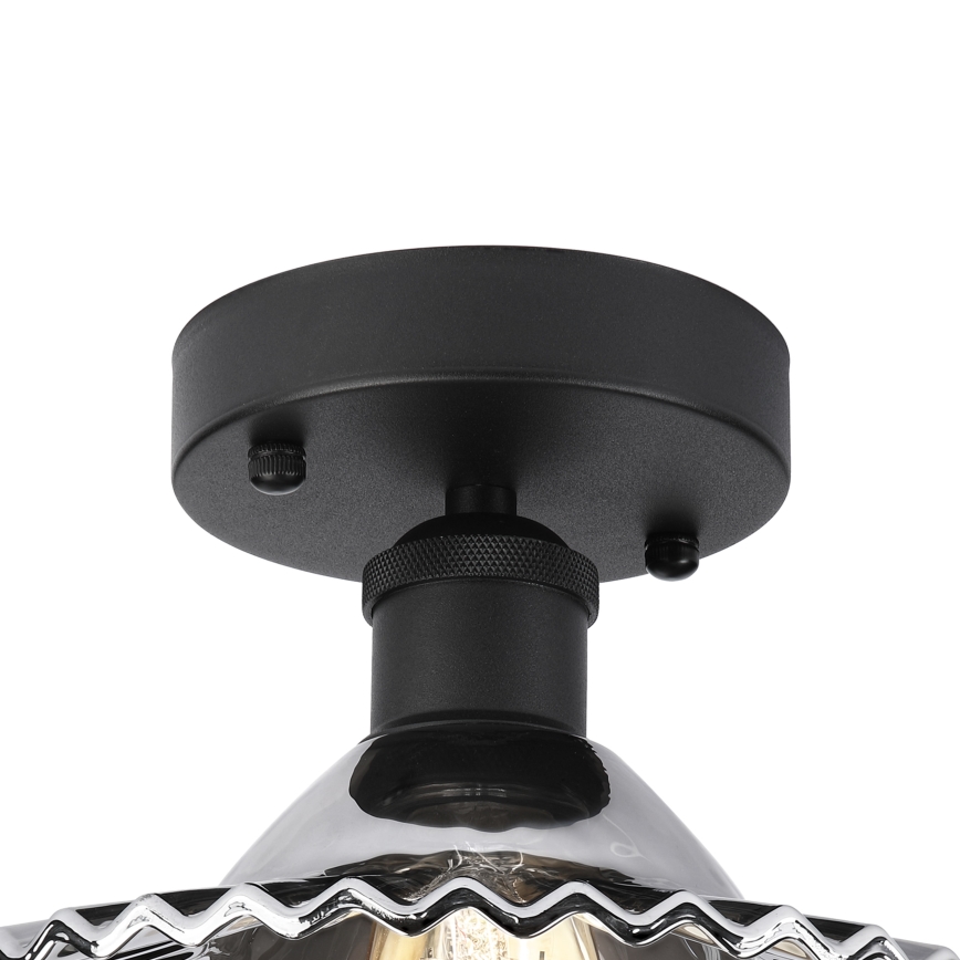 Overflademonteret loftlampe TRISH 1xE27/15W/230V sort/røget sort