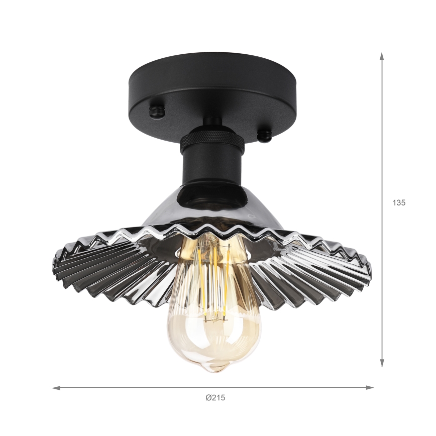 Overflademonteret loftlampe TRISH 1xE27/15W/230V sort/røget sort