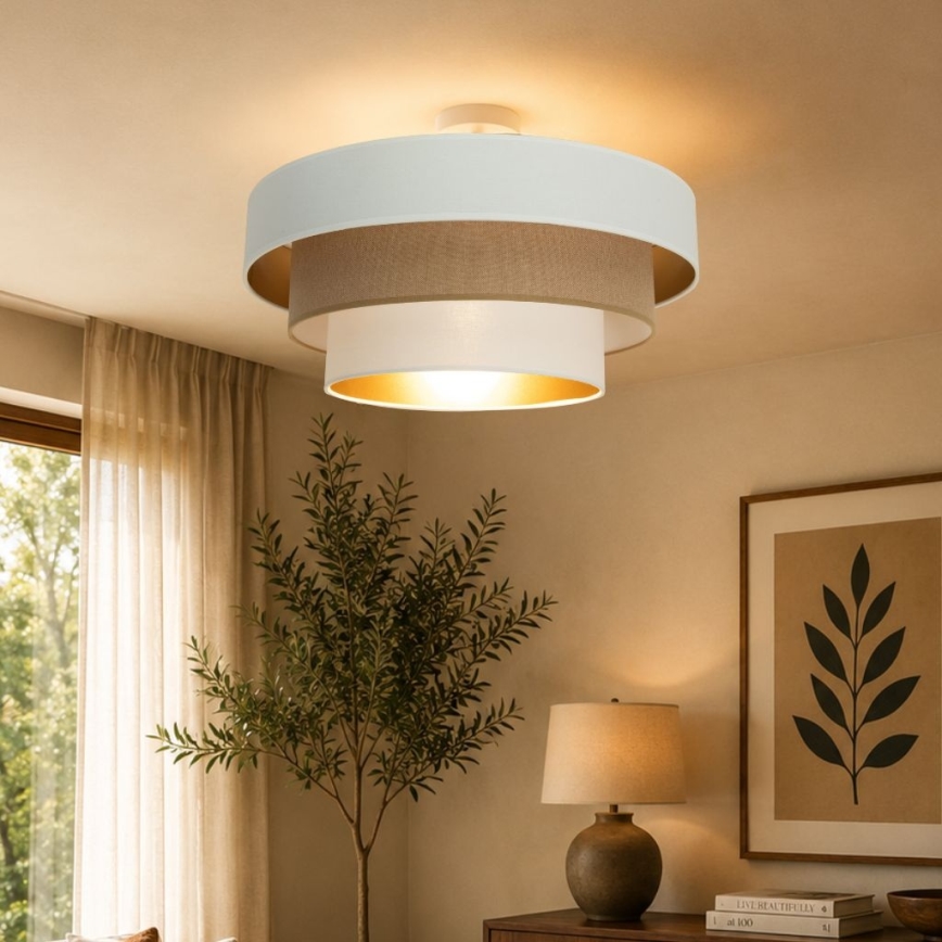 Overflademonteret loftlampe WENTA 1xE27/60W/230V Ø 50 cm hvid/brun