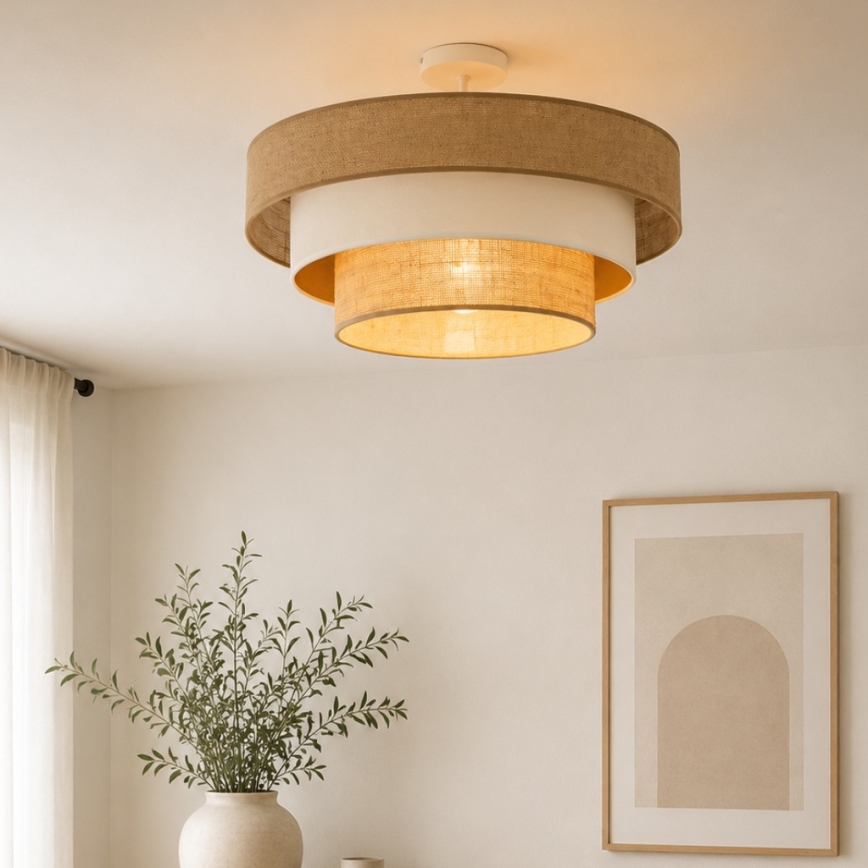 Overflademonteret loftlampe WENTA 1xE27/60W/230V, Ø 50 cm, jute/beige