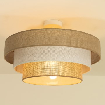 Overflademonteret loftlampe WENTA 1xE27/60W/230V Ø 50 cm jute/cremefarvet