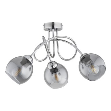 Overflademonteret lysekrone ARMA 3xE27/15W/230V poleret krom/sort/røget