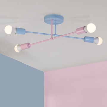 Overflademonteret lysekrone CAMBRIDGE 4xE27/15W/230V blå/lyserød