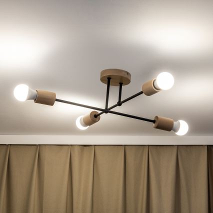 Overflademonteret lysekrone CAMBRIDGE 4xE27/15W/230V, fyrretræ
