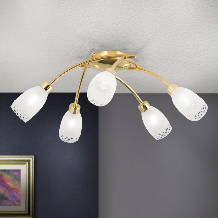 Overflademonteret lysekrone CARLA 5xG9/28W/230V, guld