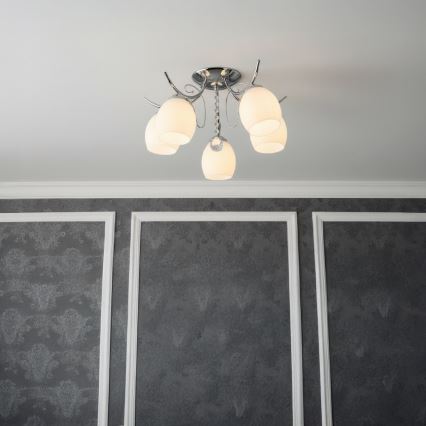 Overflademonteret lysekrone ELLA 5xE27/15W/230V poleret krom
