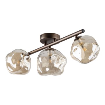 Overflademonteret lysekrone LAVA 3xG9/8W/230V, bronze/røgbeige