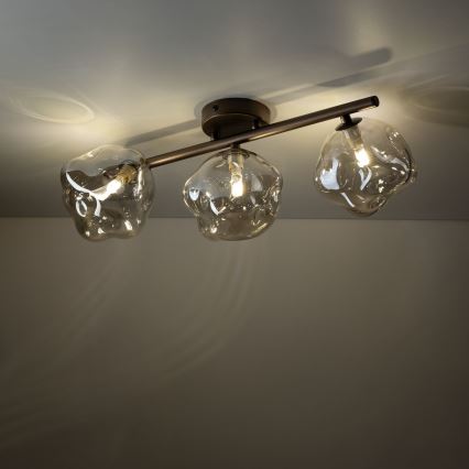 Overflademonteret lysekrone LAVA 3xG9/8W/230V, bronze/røgbeige