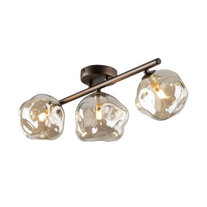 Overflademonteret lysekrone LAVA 3xG9/8W/230V, bronze/røgbeige