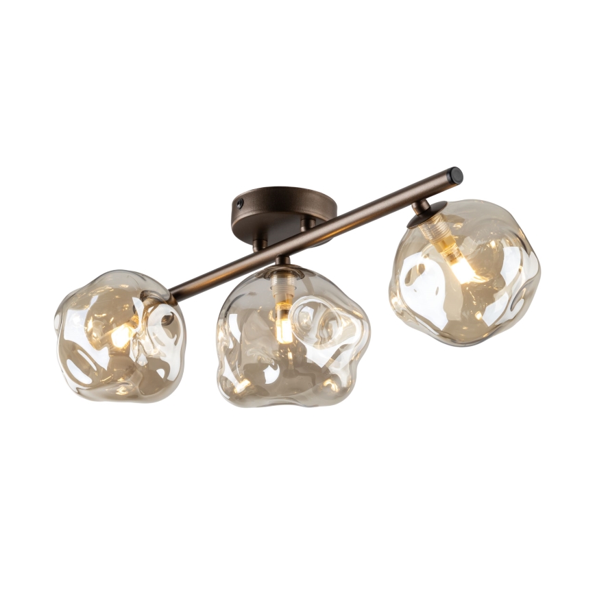 Overflademonteret lysekrone LAVA 3xG9/8W/230V, bronze/røgbeige